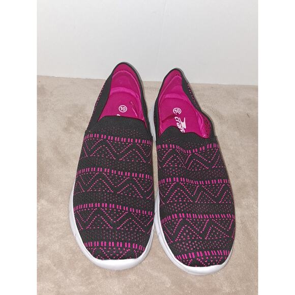Crane Womens Fitness Walking Shoes Active Pink Zig Zag Fabric Slip On Size 10 - Picture 1 of 6